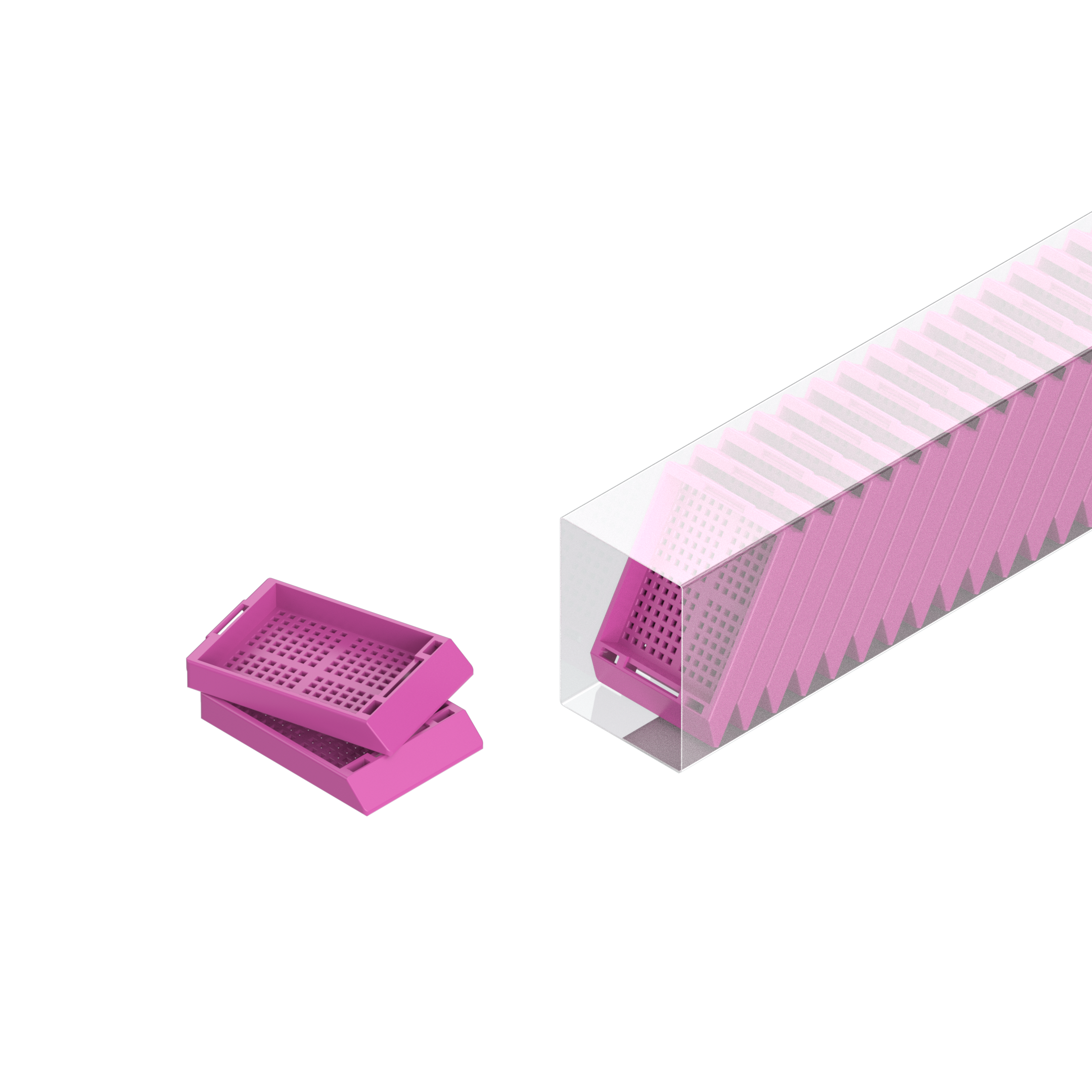 Einbettkassetten - Biopsie hellviolett ohne Deckel im Magazin