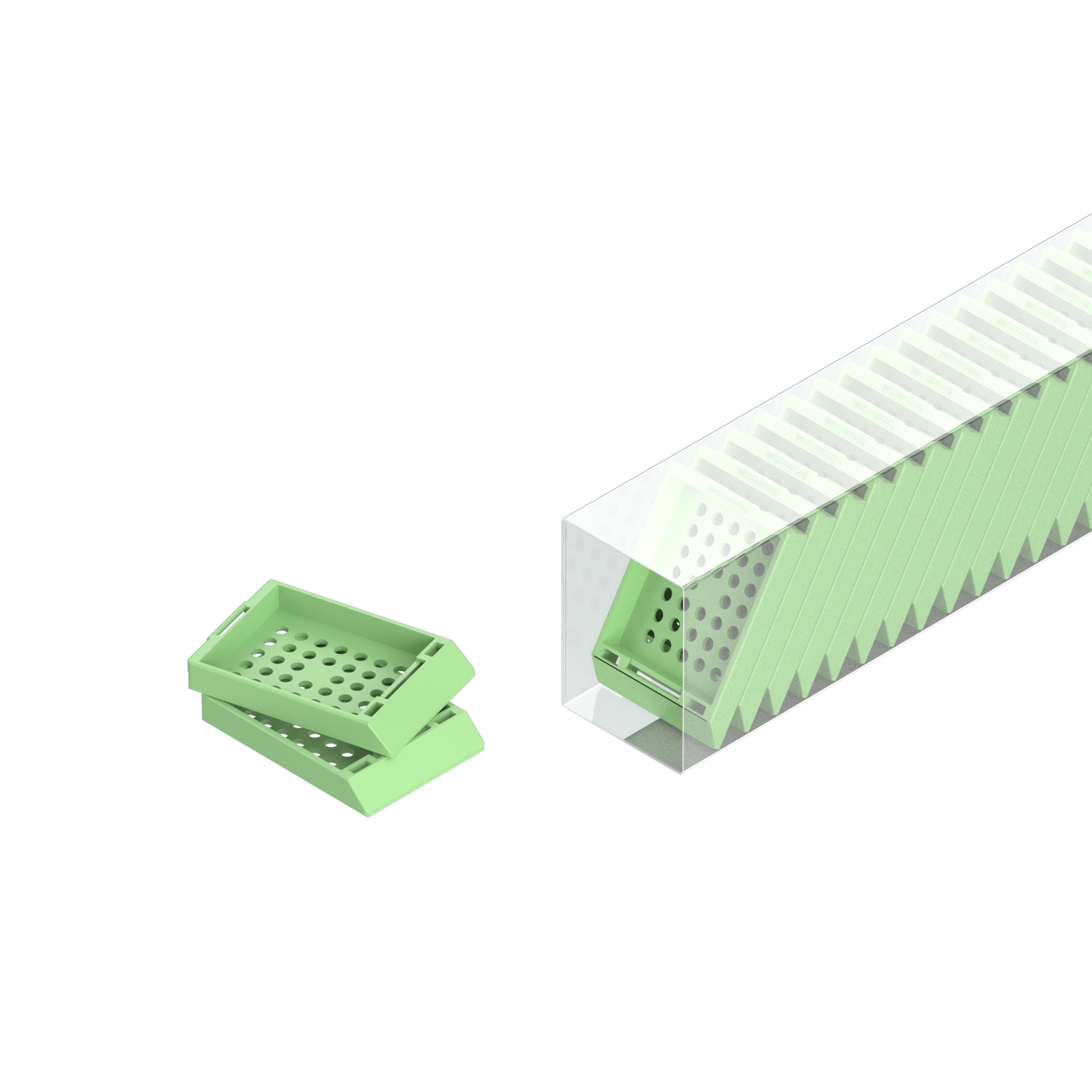 Einbettkassetten - Standard hellgrün ohne Deckel im Magazin