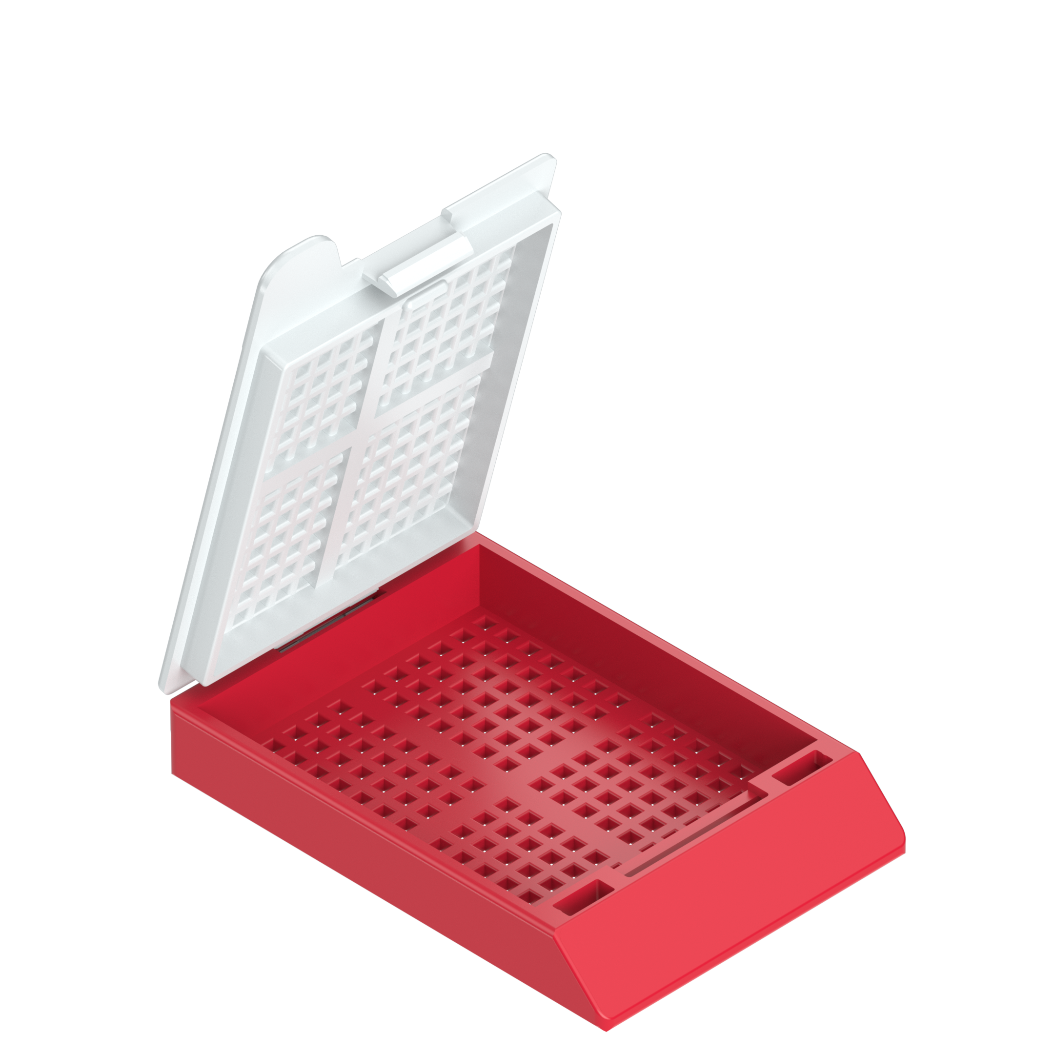 Einbettkassetten - Biopsie rot mit Deckel
