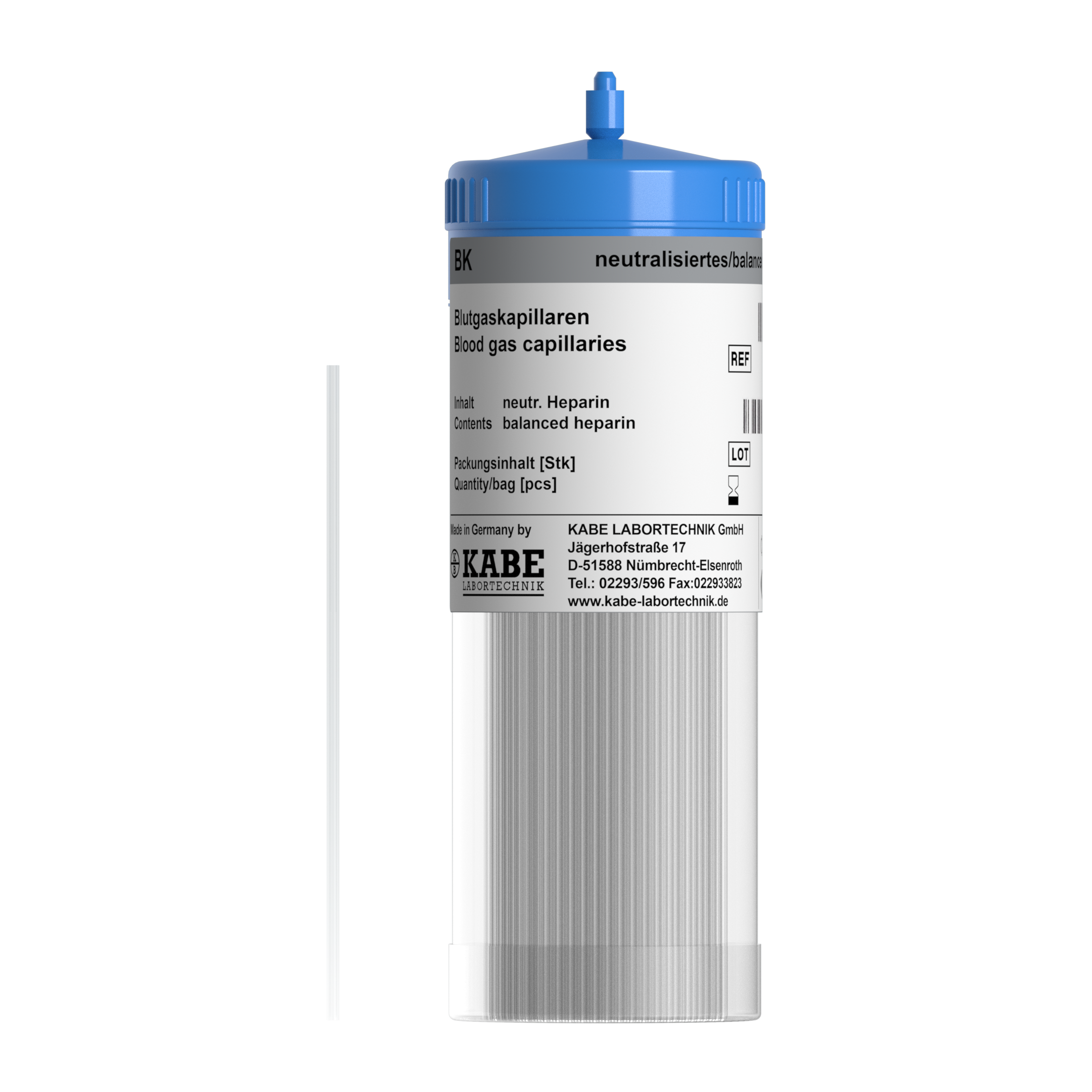 Blutgaskapillaren BK 85 dünner Ø neutralisiertes Heparin