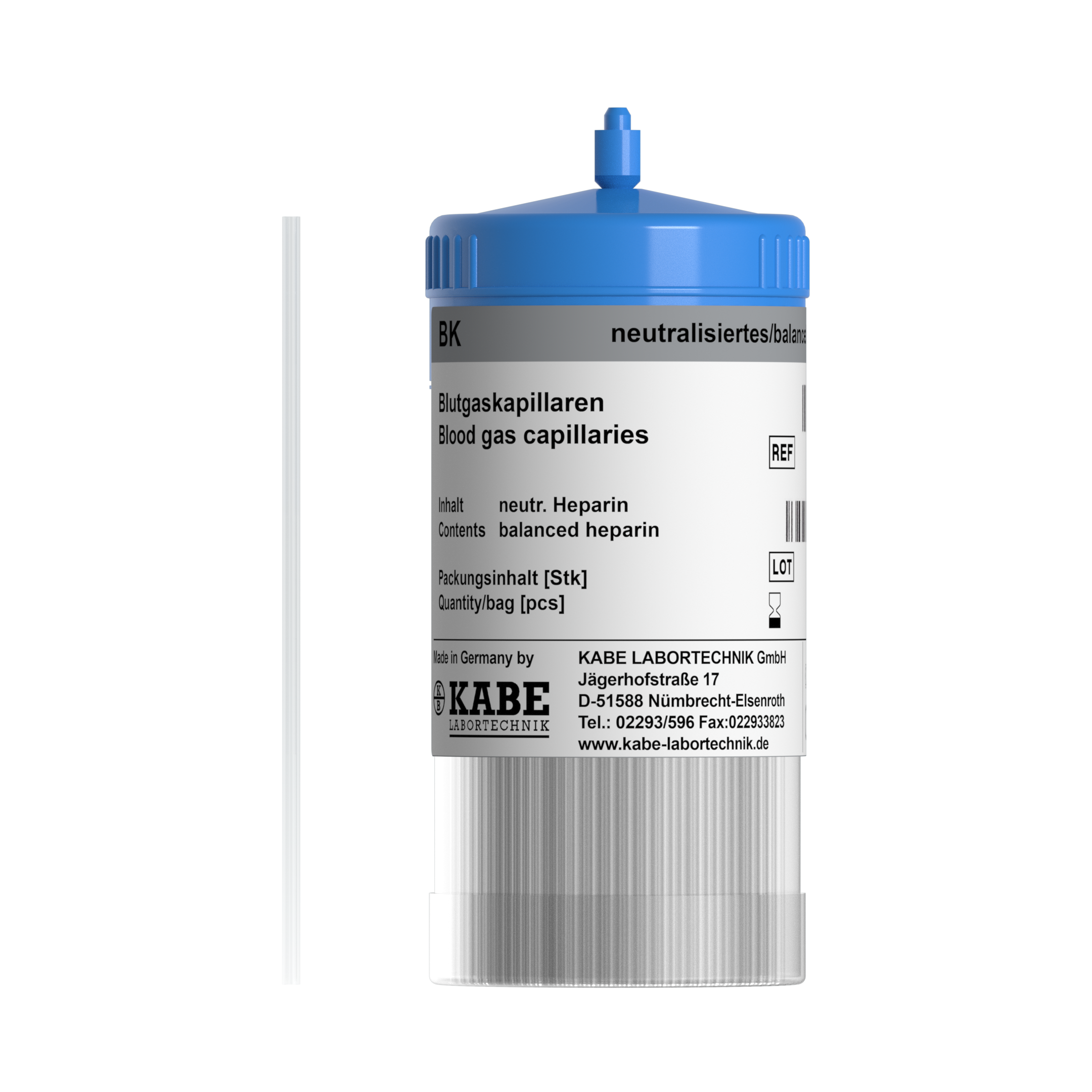 Blutgaskapillaren BK 125 neutralisiertes Heparin
