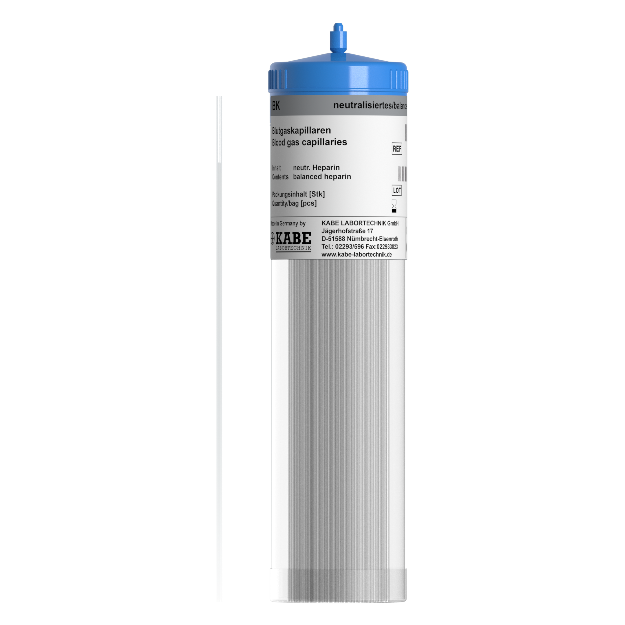 Blutgaskapillaren BK 150 dünner Ø neutralisiertes Heparin