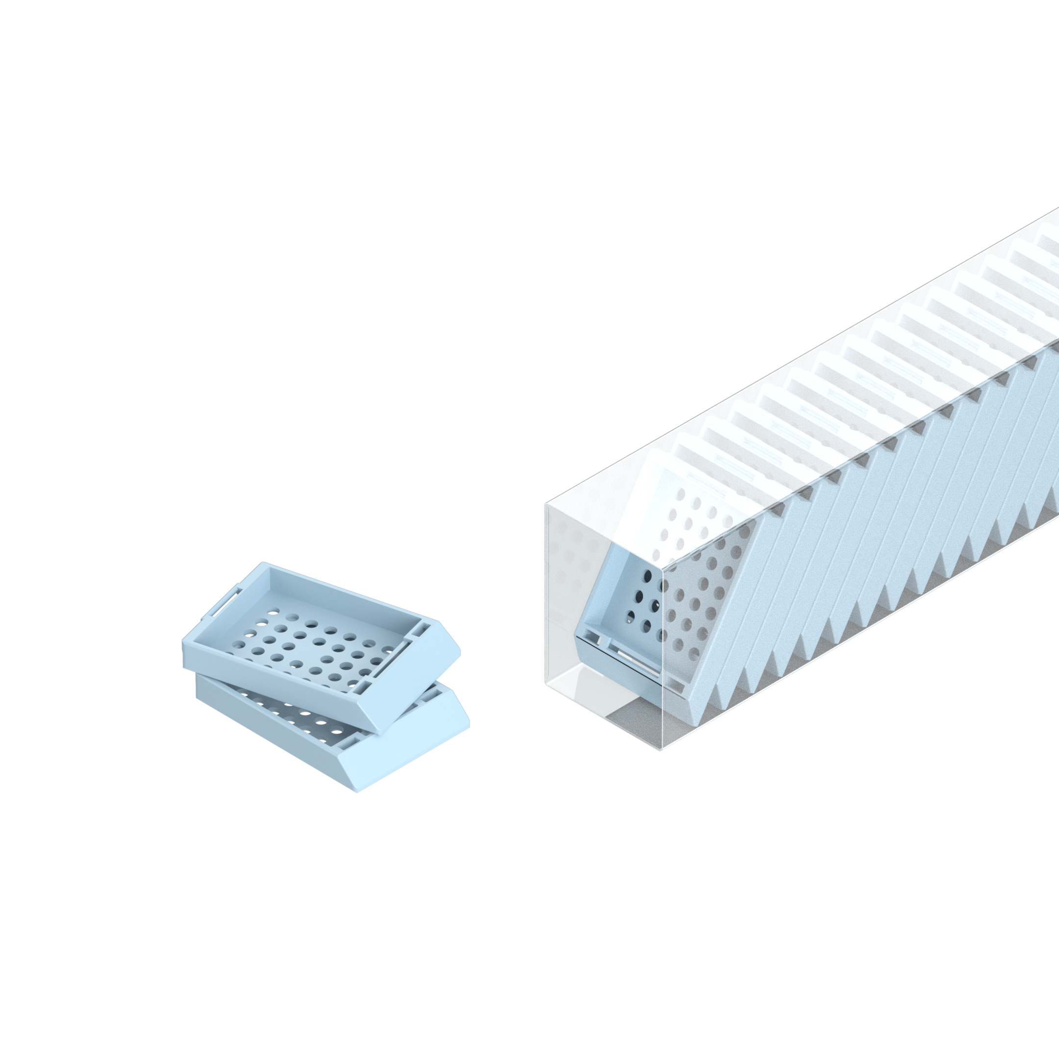 Einbettkassetten - Standard pastellblau ohne Deckel im Magazin