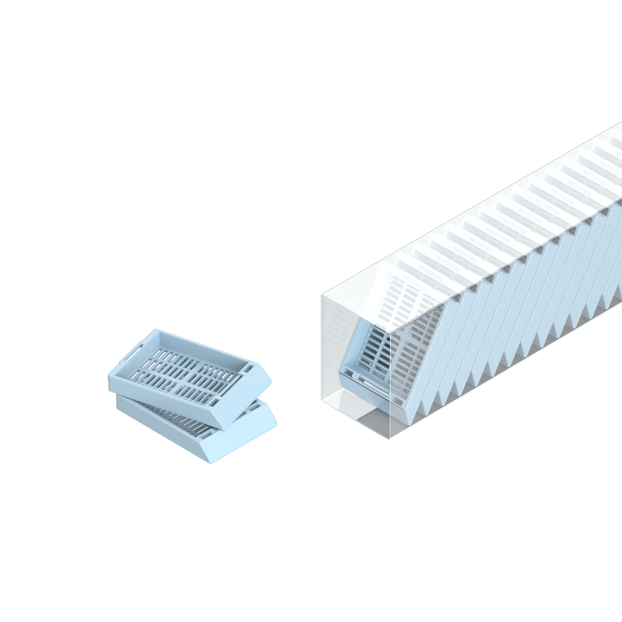 Einbettkassetten - Universal pastellblau ohne Deckel im Magazin