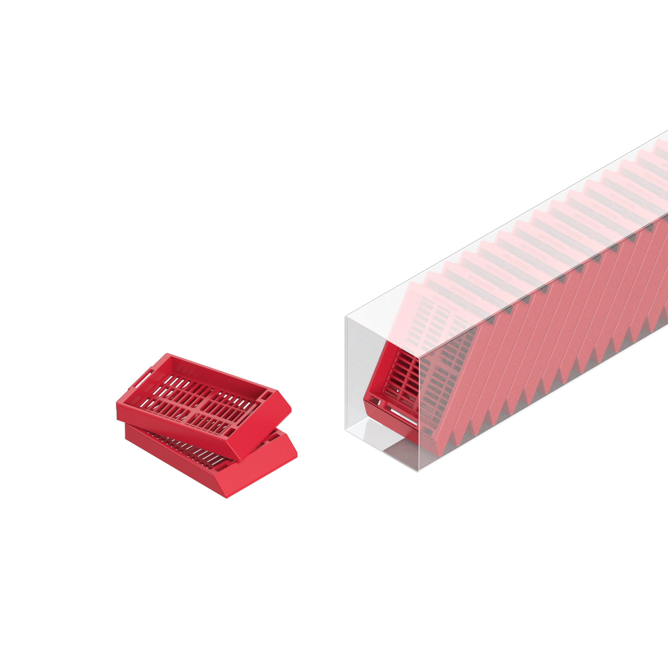 Einbettkassetten - Universal rot ohne Deckel im Magazin