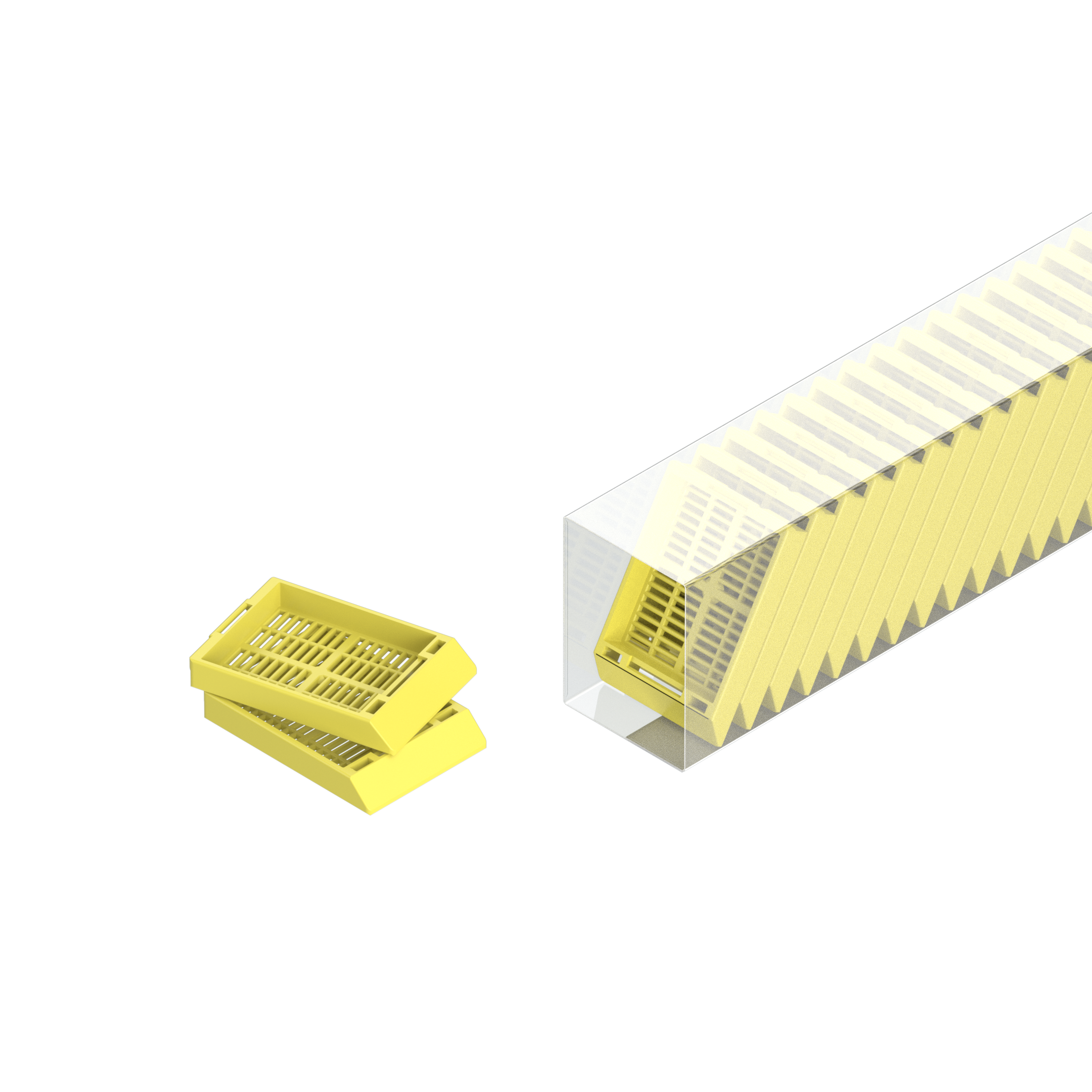 Einbettkassetten - Universal gelb ohne Deckel im Magazin