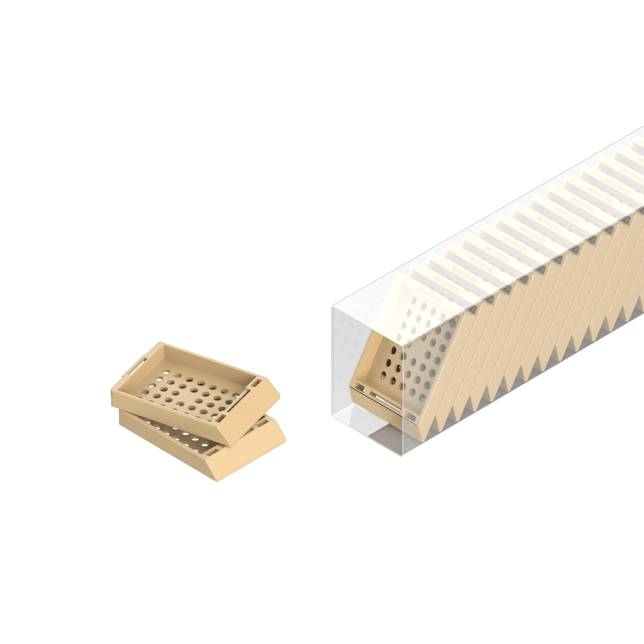 Einbettkassetten - Standard beige ohne Deckel im Magazin