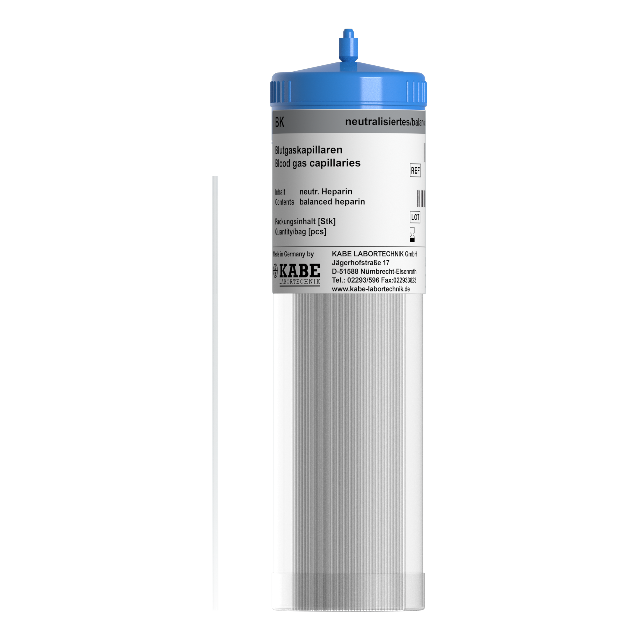 Blutgaskapillaren BK 115 dünner Ø neutralisiertes Heparin
