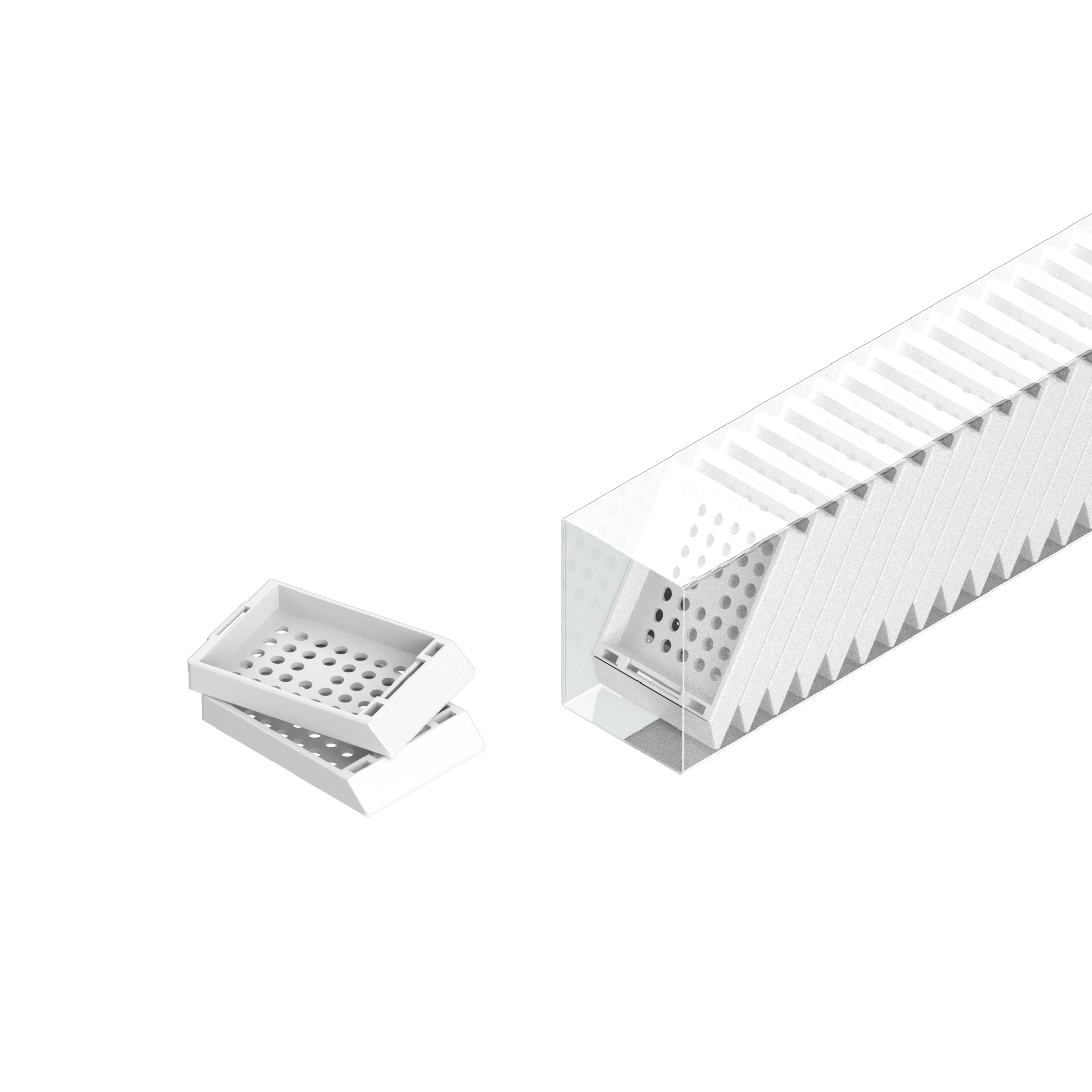 Einbettkassetten - Standard weiß ohne Deckel im Magazin