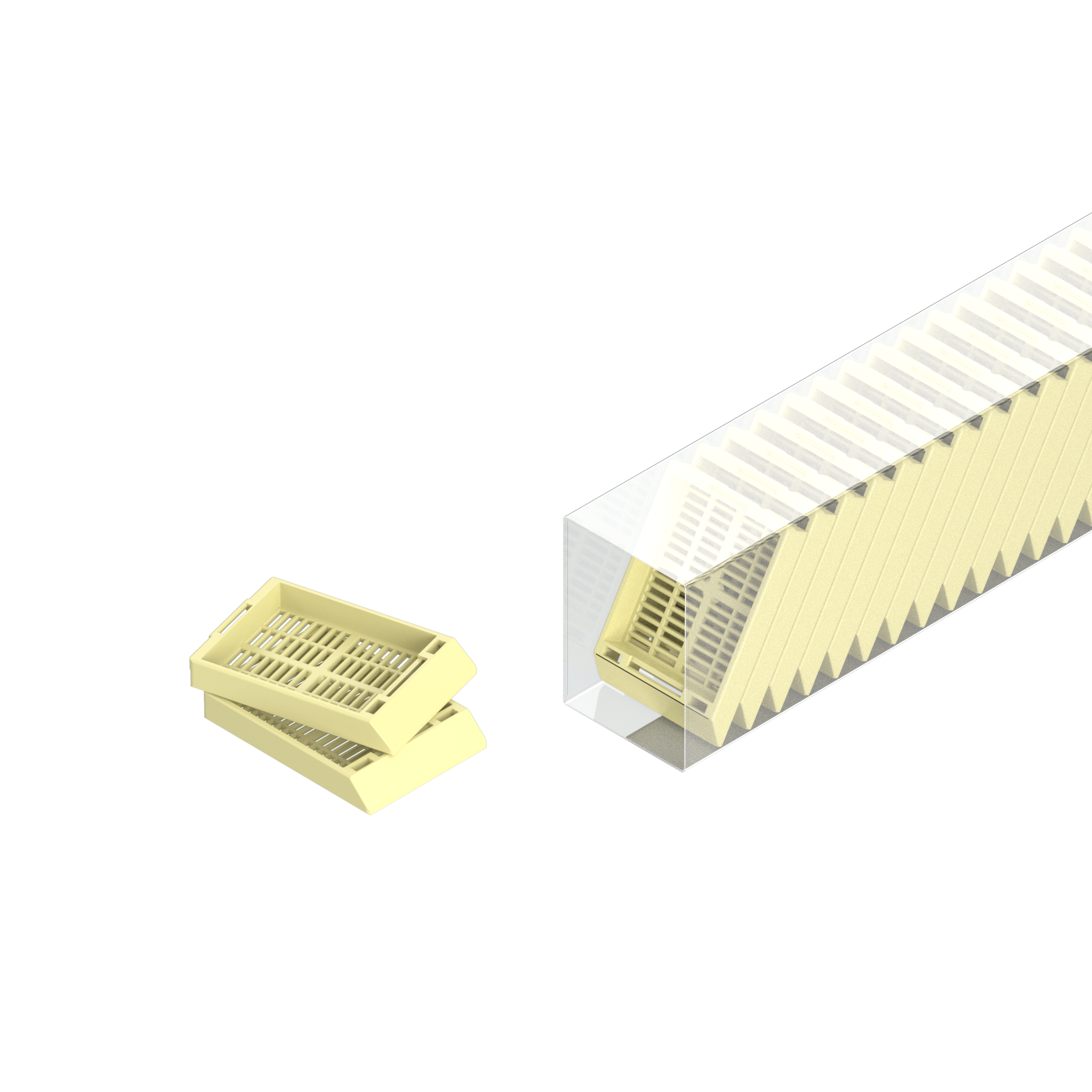 Einbettkassetten - Universal pastellgelb ohne Deckel im Magazin