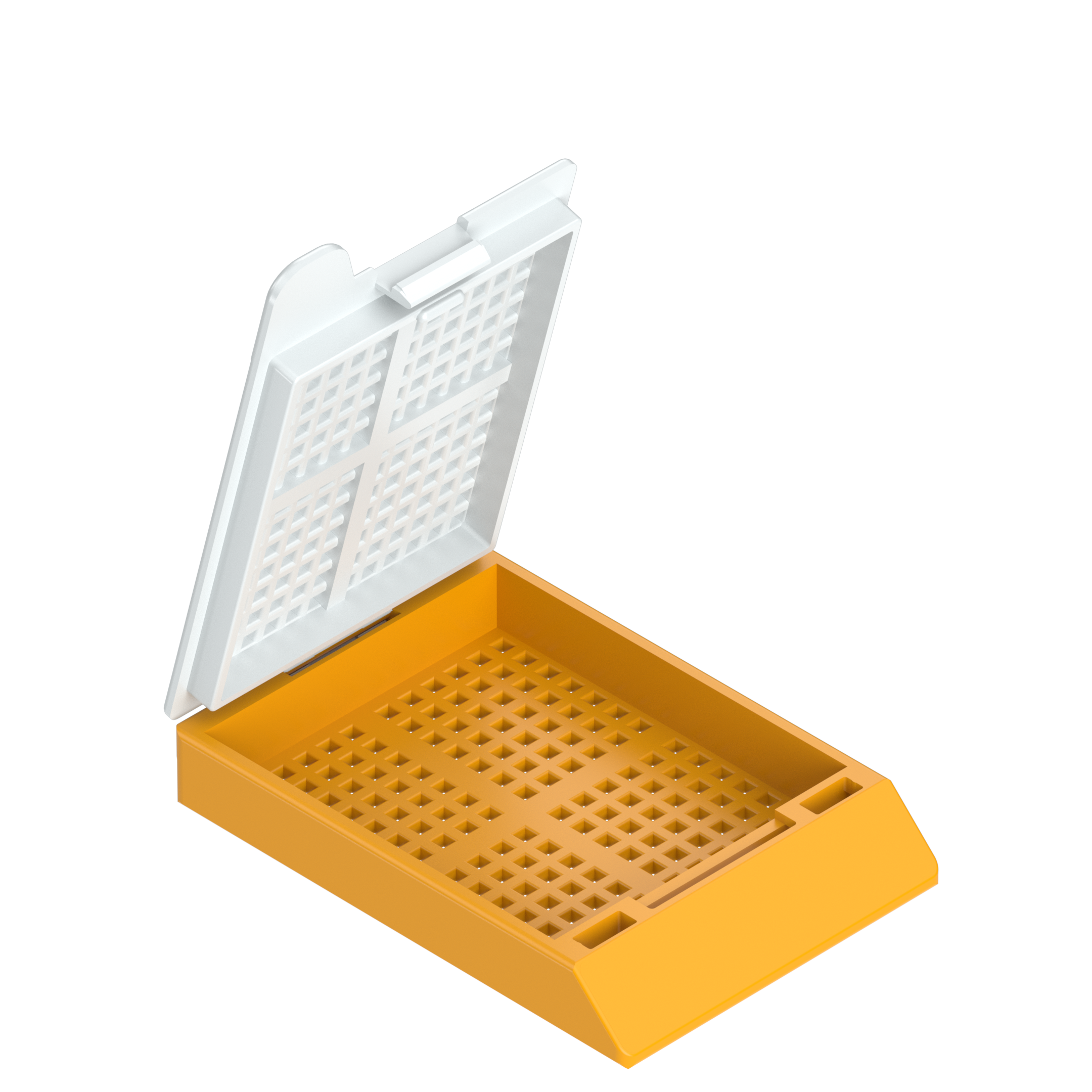 Einbettkassetten - Biopsie hellorange mit Deckel