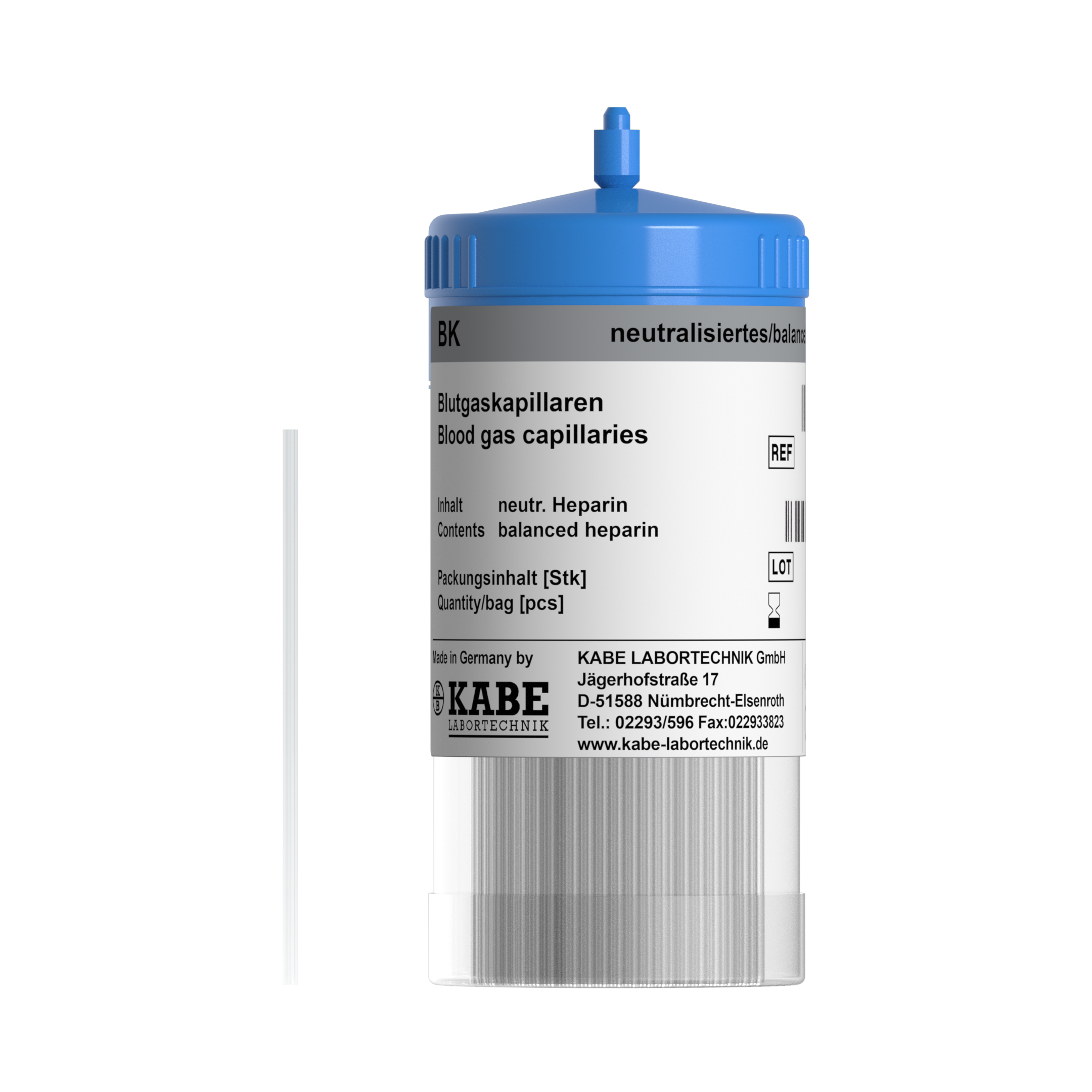 Blutgaskapillaren BK 60 dünner Ø neutralisiertes Heparin