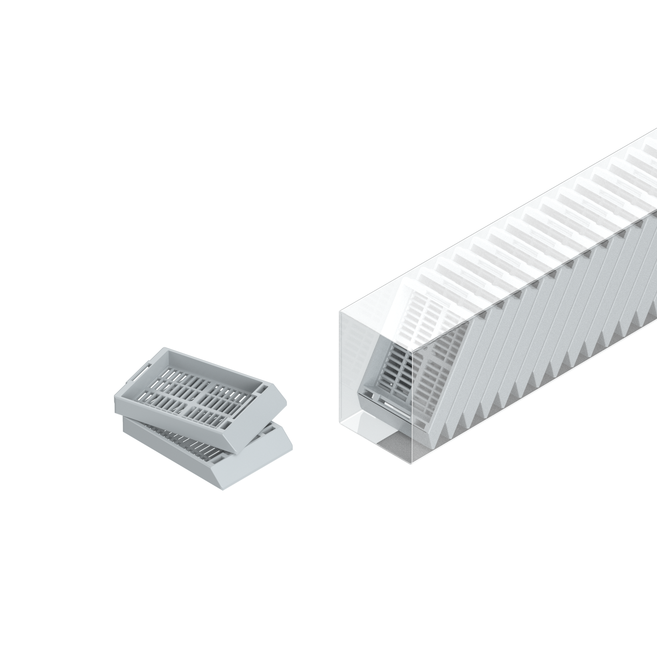 Einbettkassetten - Universal grau ohne Deckel im Magazin