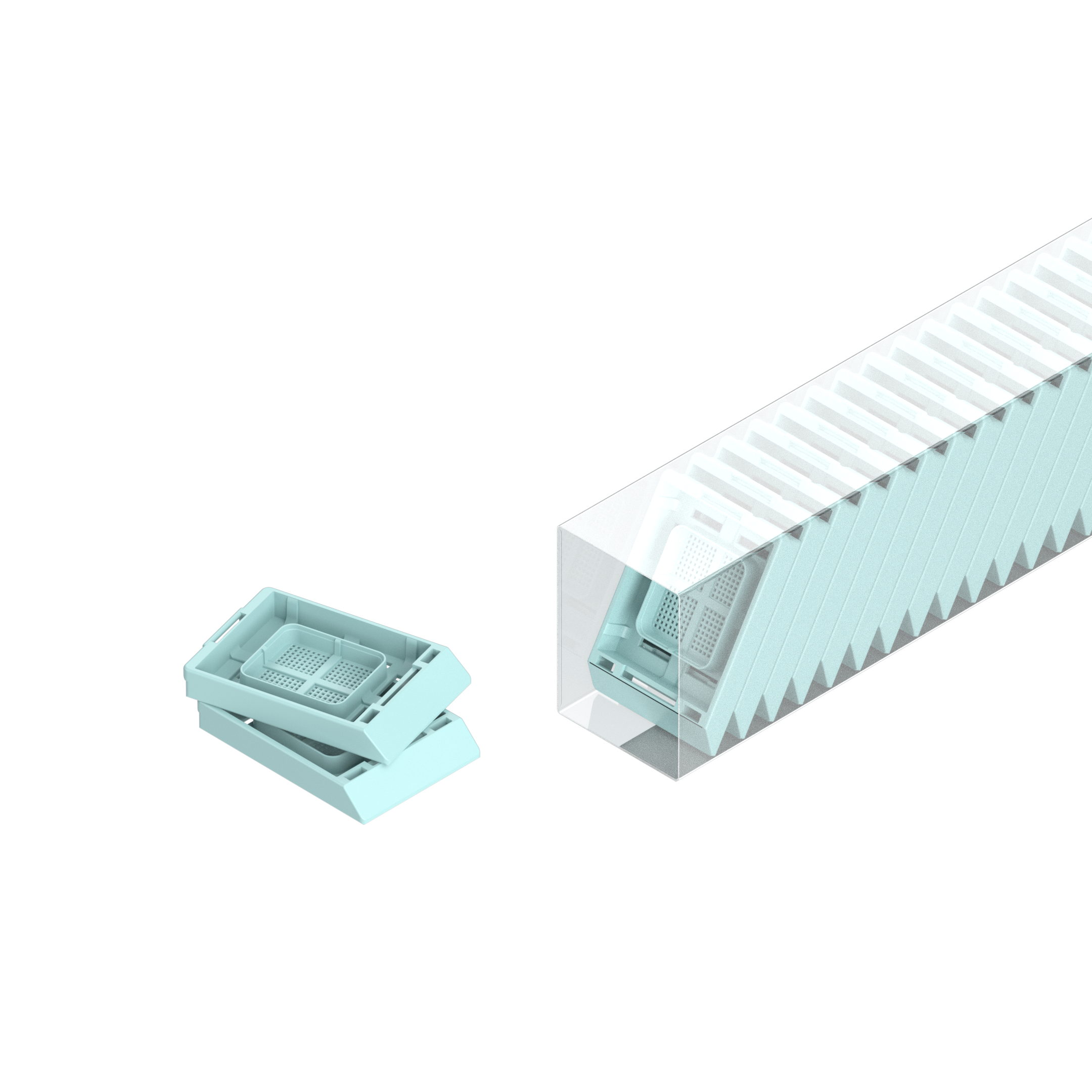 Einbettkassetten - Bionet pastellgrün ohne Deckel im Magazin