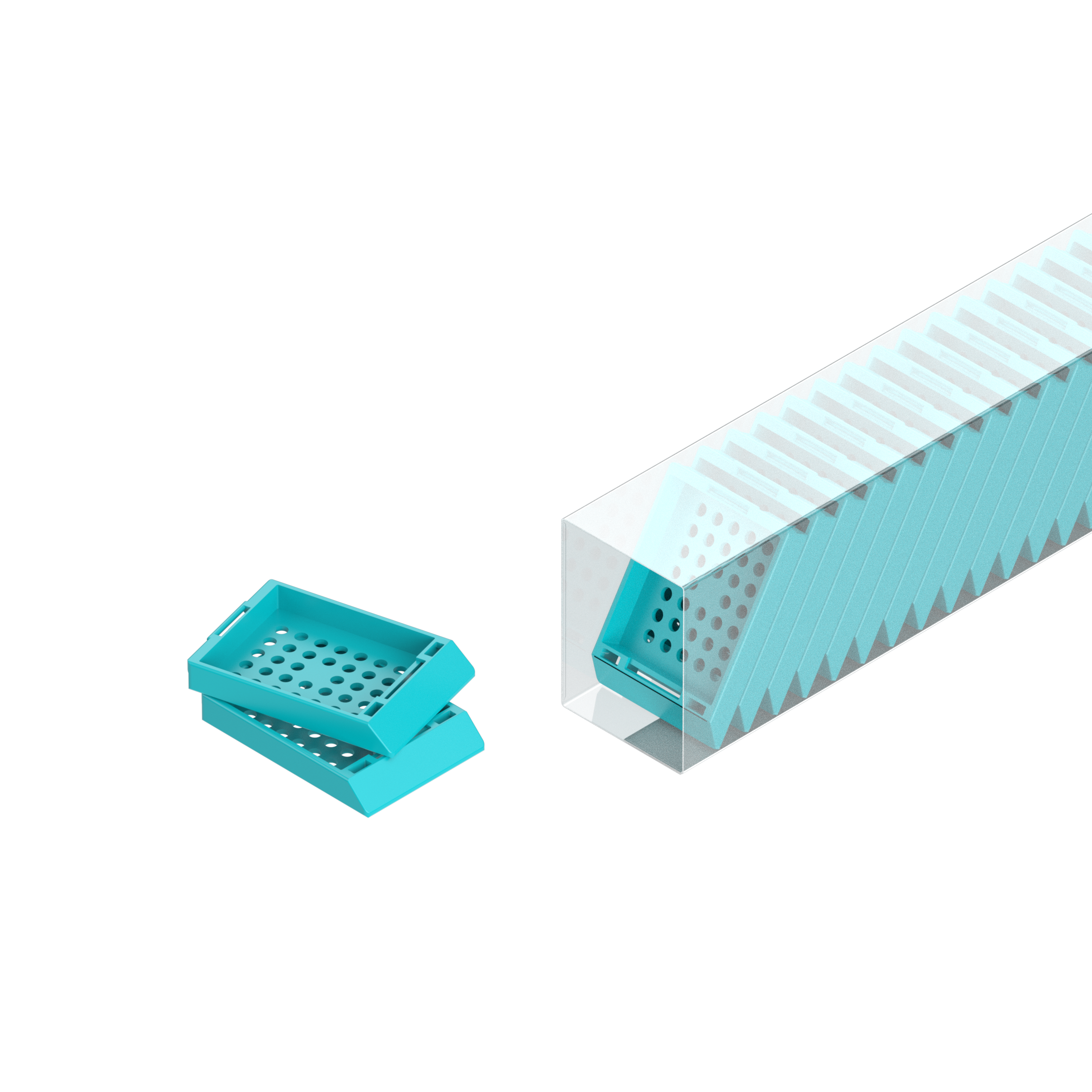Einbettkassetten - Standard türkis ohne Deckel im Magazin