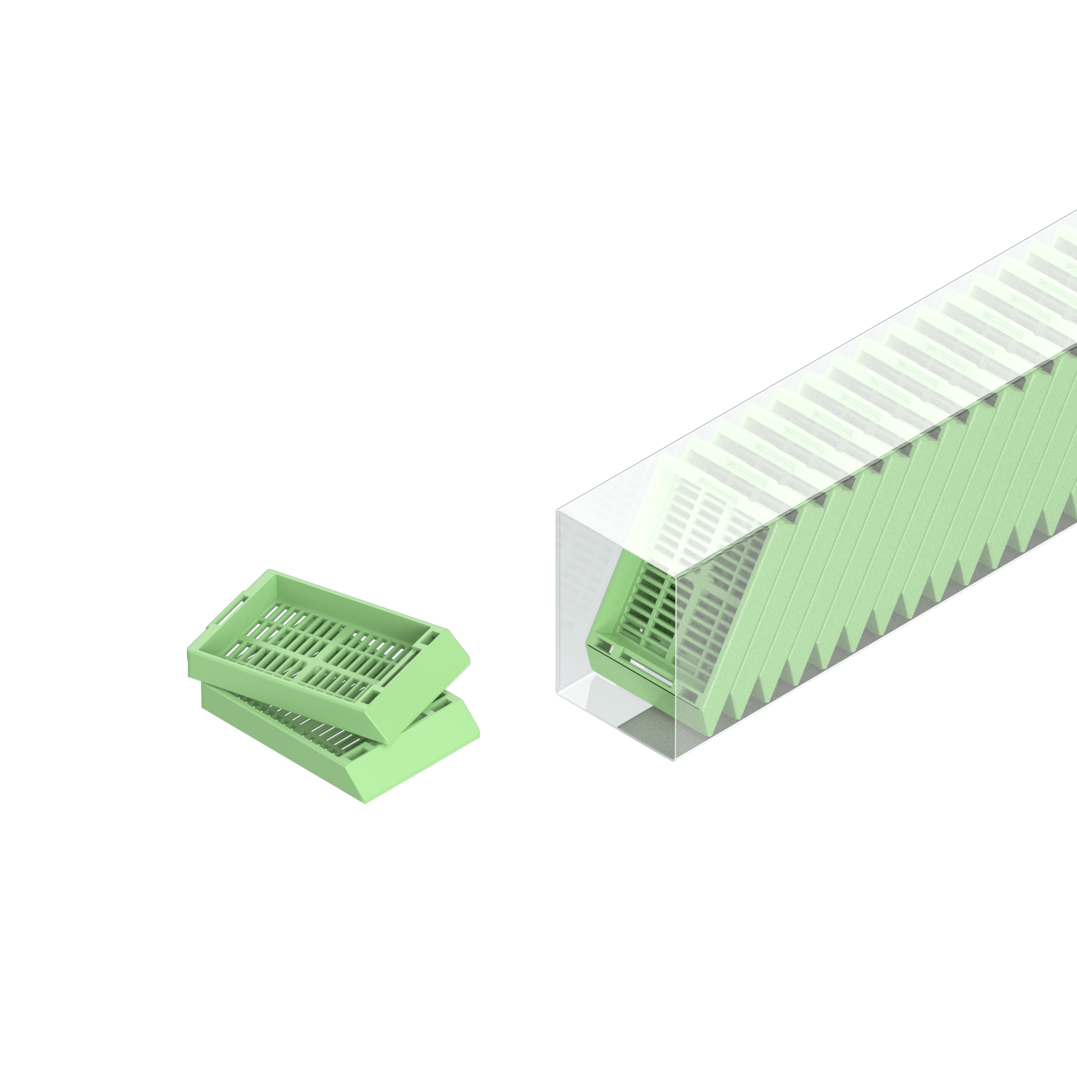 Einbettkassetten - Universal hellgrün ohne Deckel im Magazin