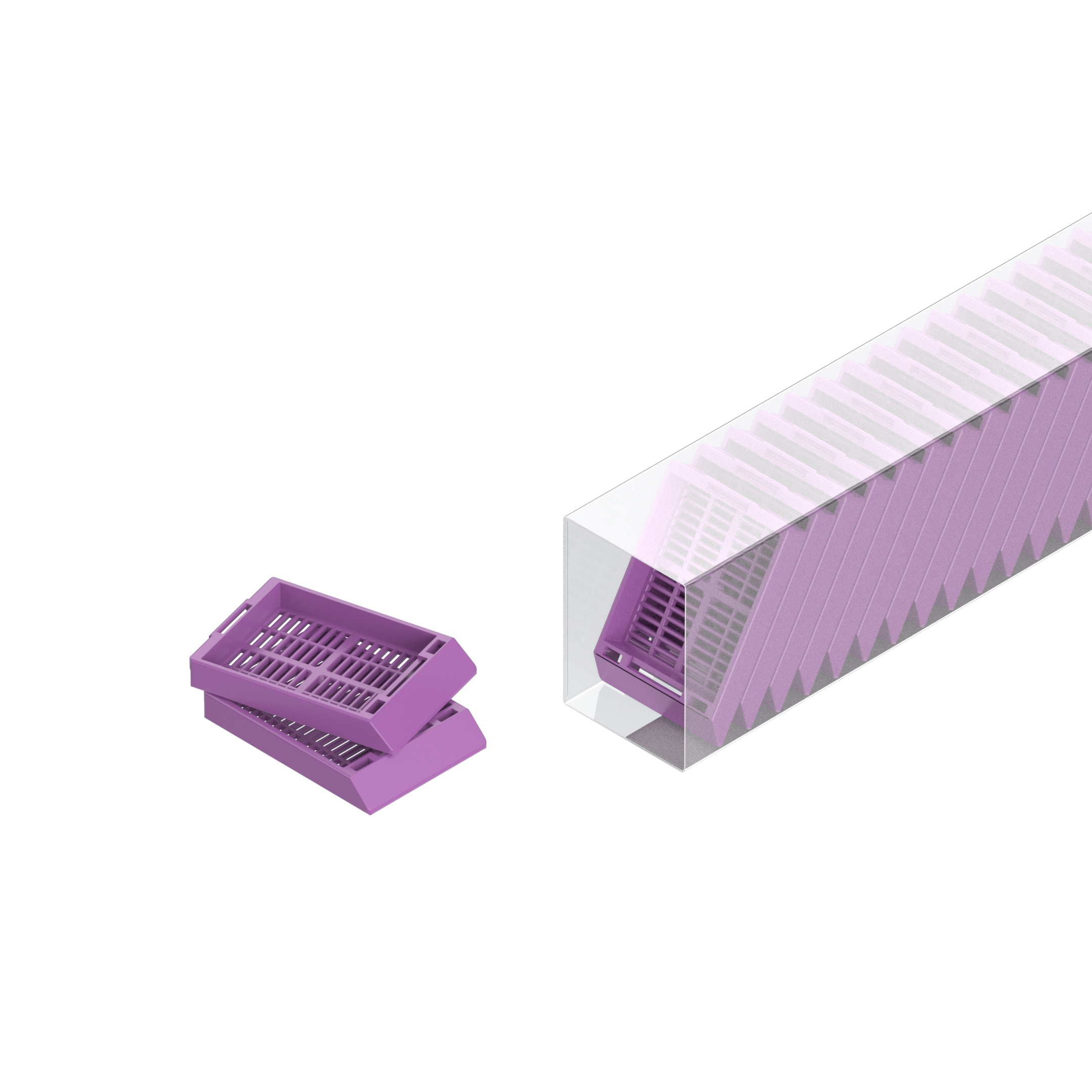 Einbettkassetten - Universal dunkelviolett ohne Deckel im Magazin