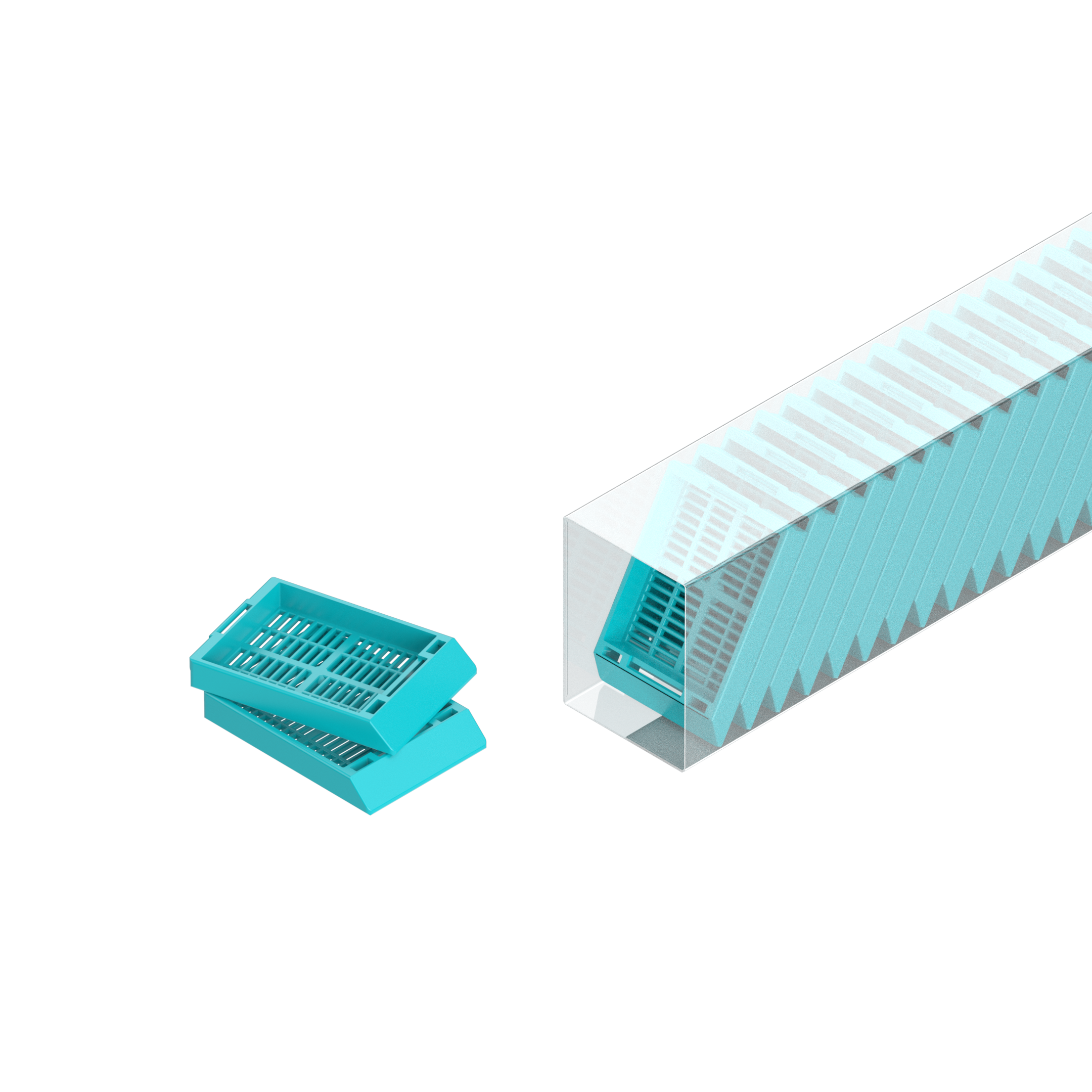 Einbettkassetten - Universal türkis ohne Deckel im Magazin