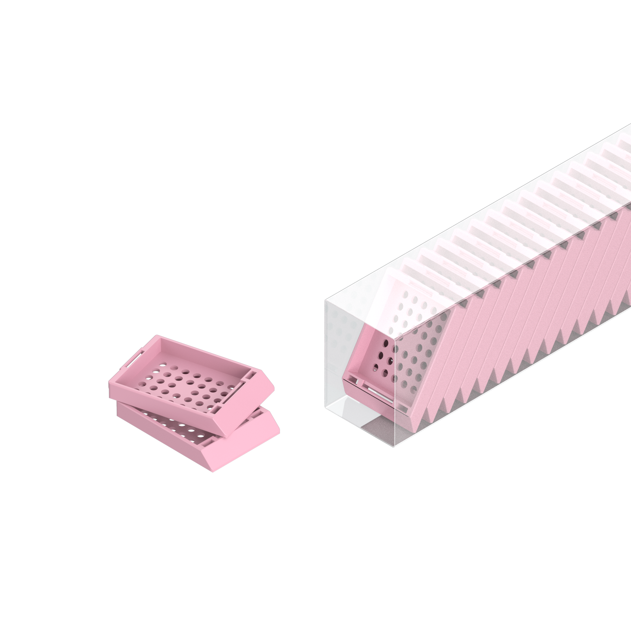 Einbettkassetten - Standard rosa ohne Deckel im Magazin