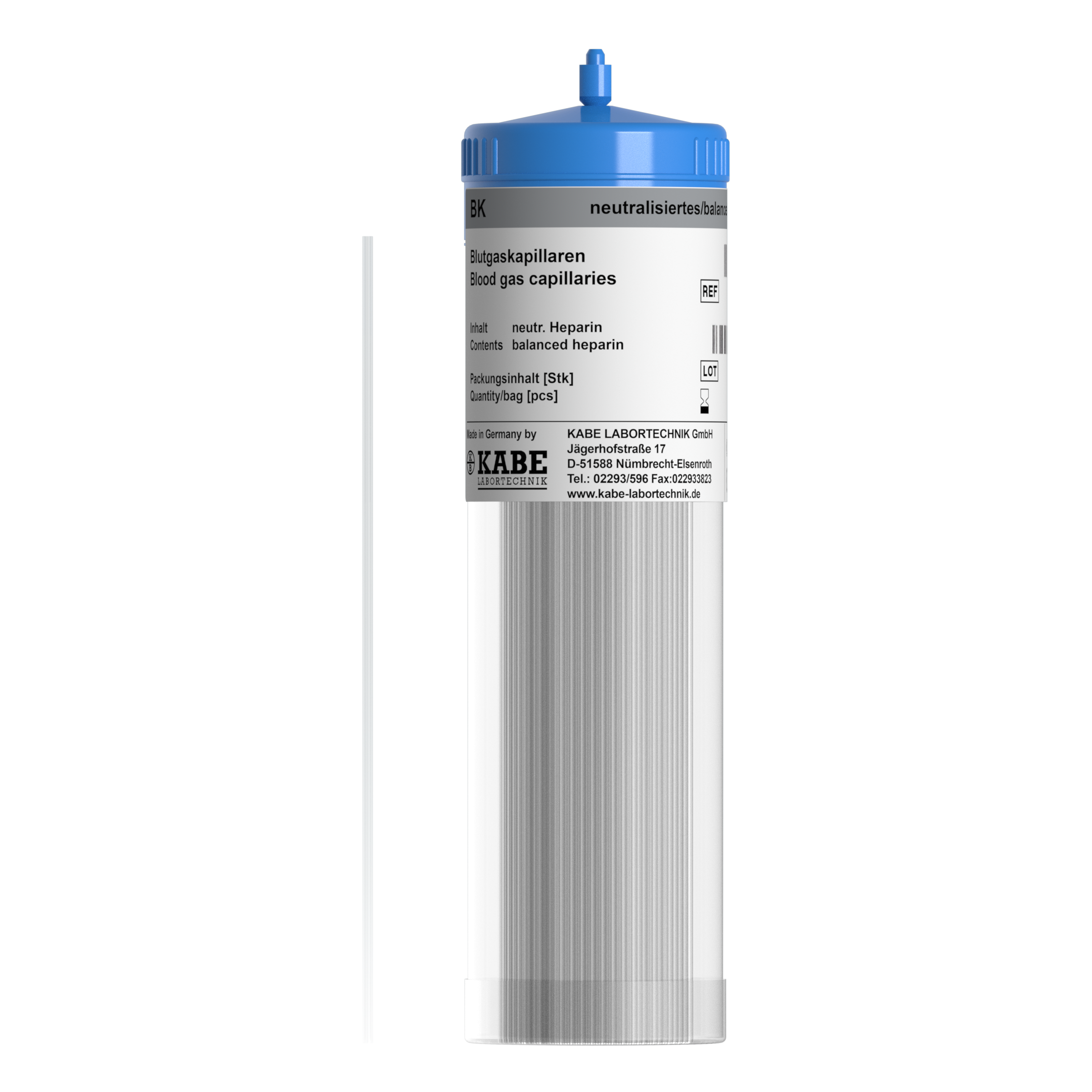 Blutgaskapillaren BK 125 dünner Ø neutralisiertes Heparin