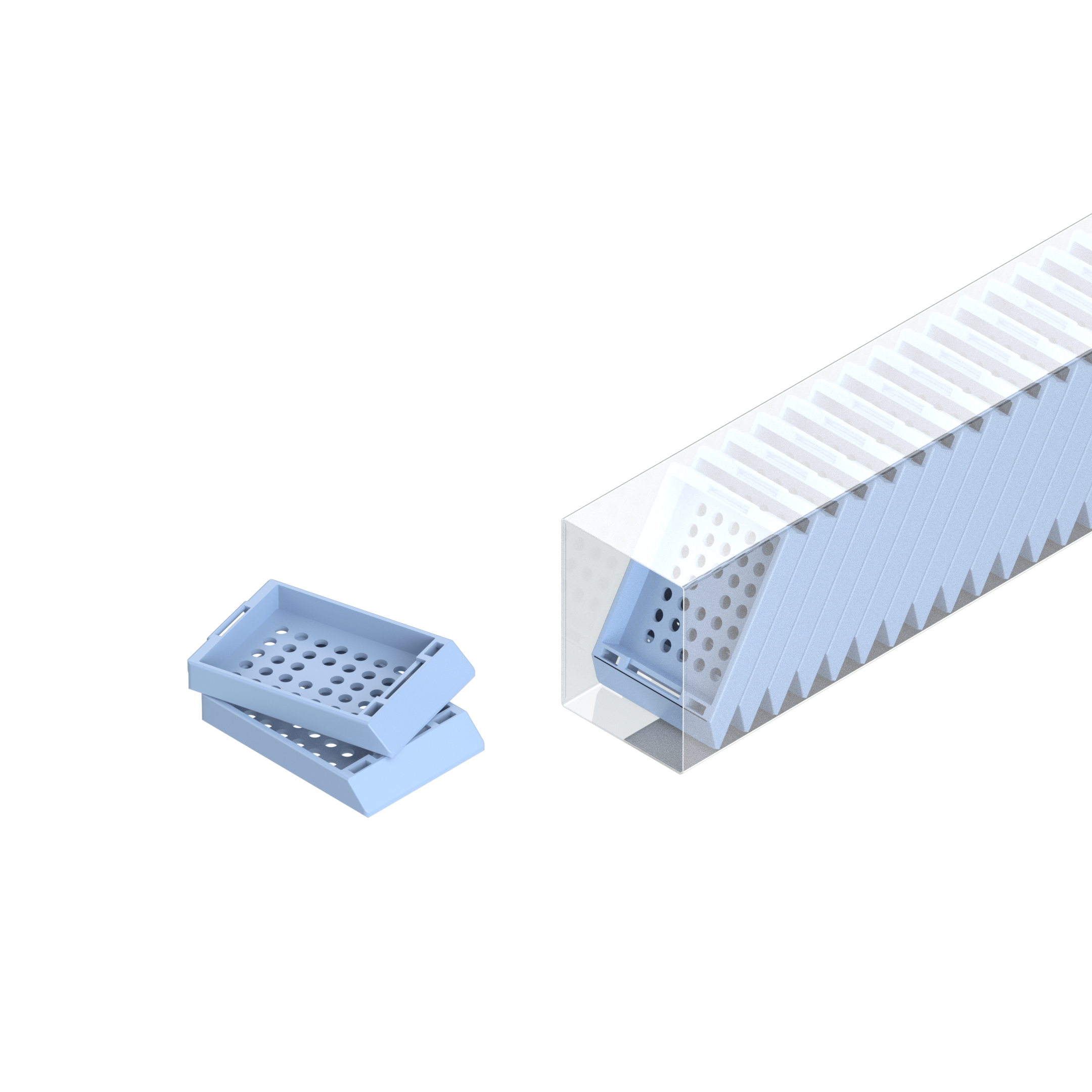 Einbettkassetten - Standard hellblau ohne Deckel im Magazin