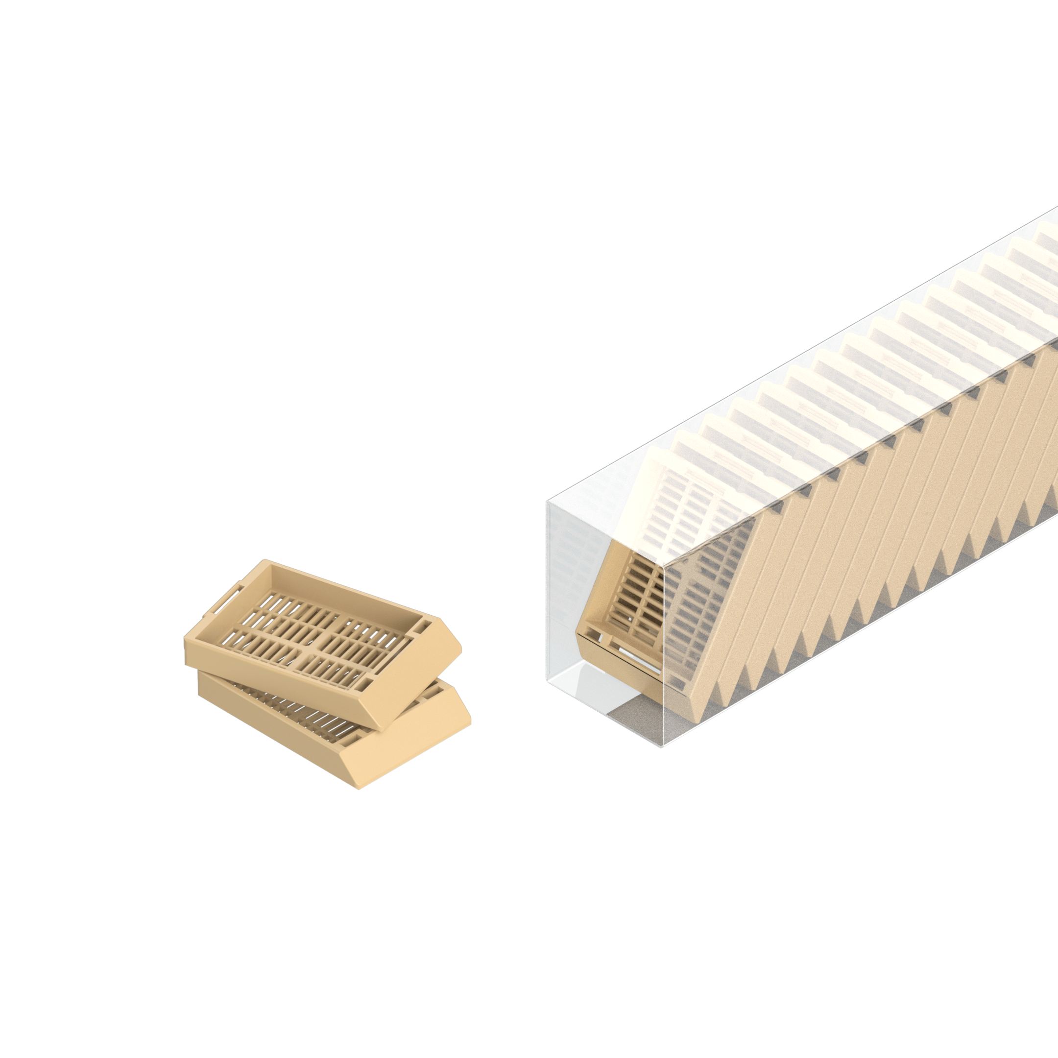 Einbettkassetten - Universal beige ohne Deckel im Magazin