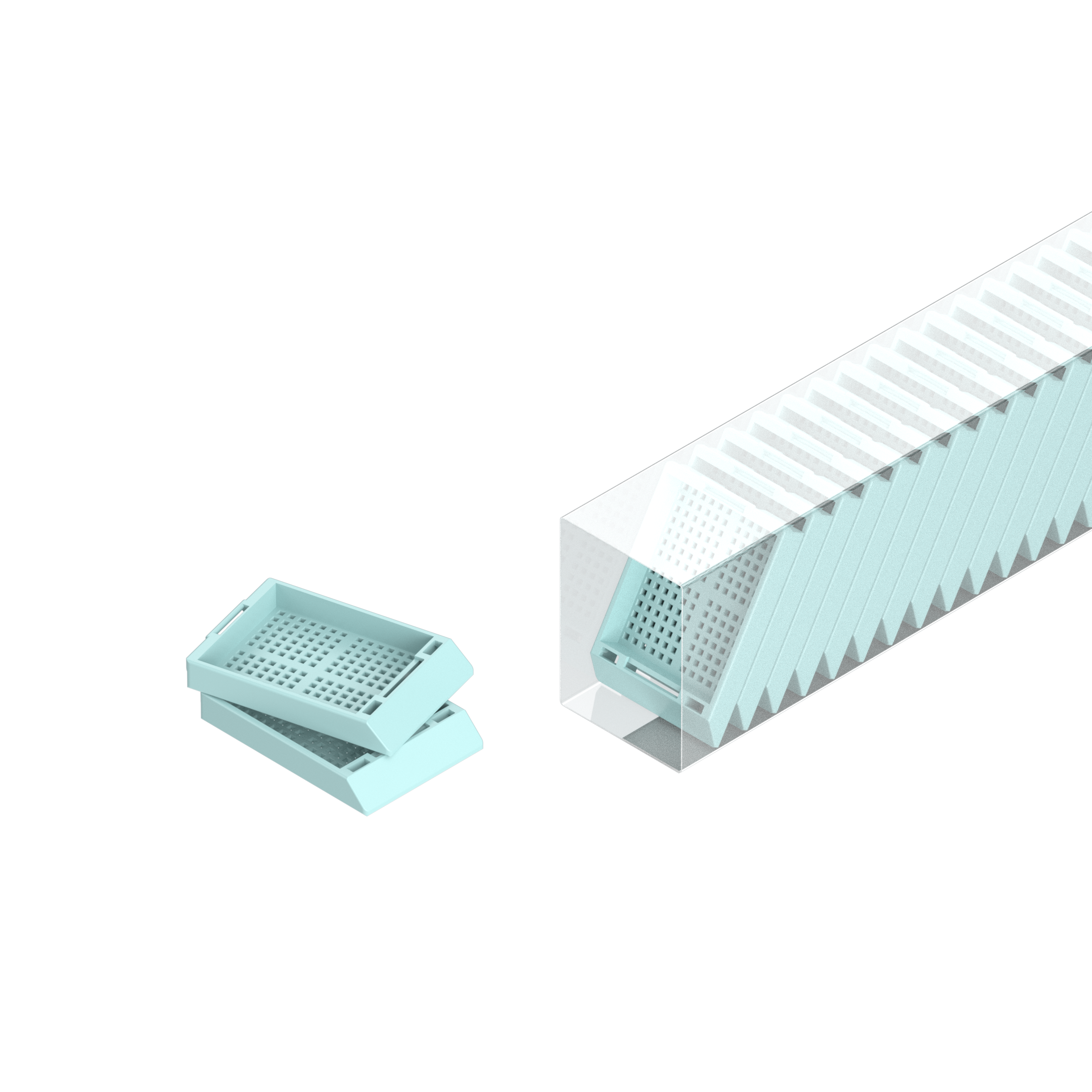 Einbettkassetten - Biopsie pastellgrün ohne Deckel im Magazin