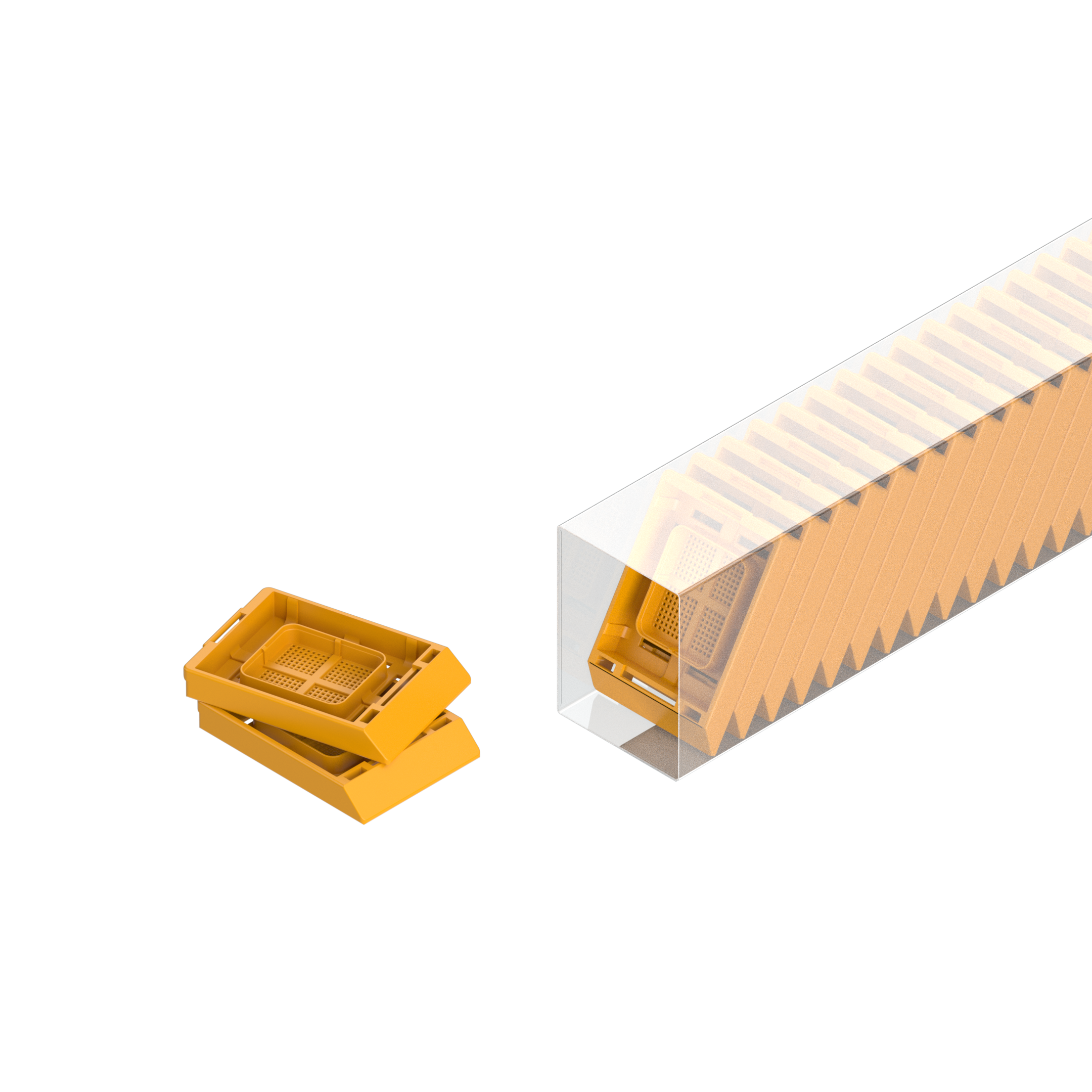 Einbettkassetten - Bionet hellorange ohne Deckel im Magazin