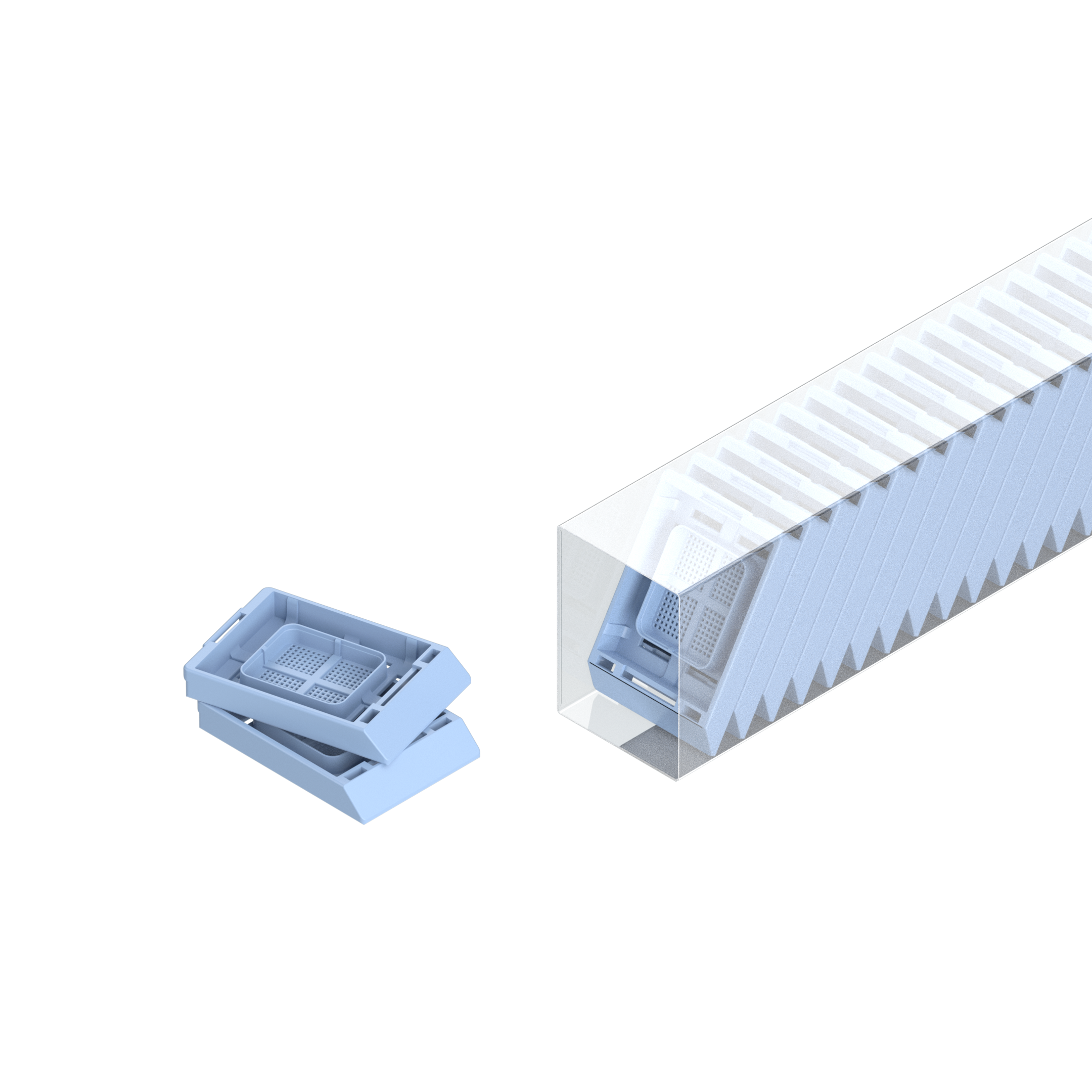 Einbettkassetten - Bionet hellblau ohne Deckel im Magazin