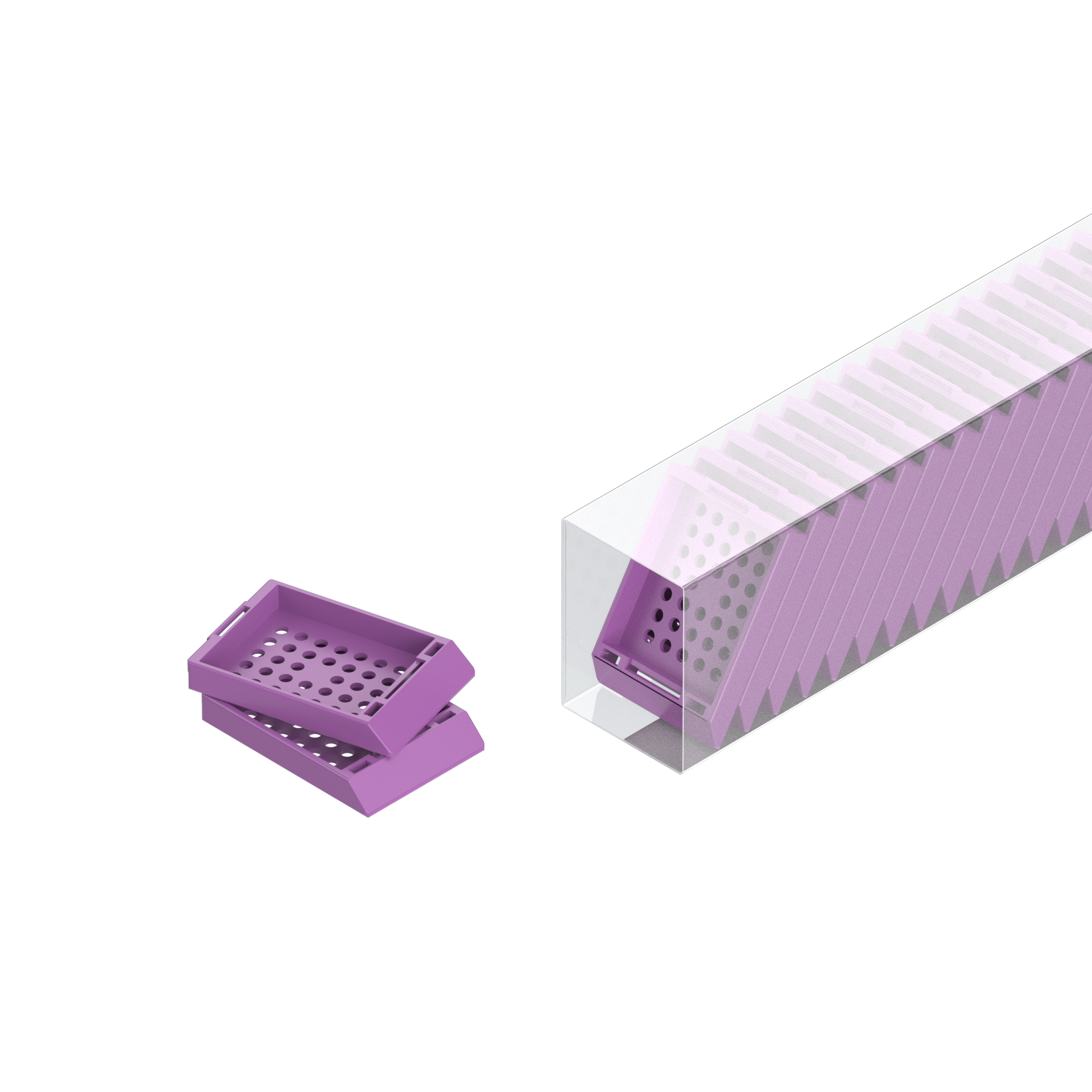 Einbettkassetten - Standard dunkelviolett ohne Deckel im Magazin