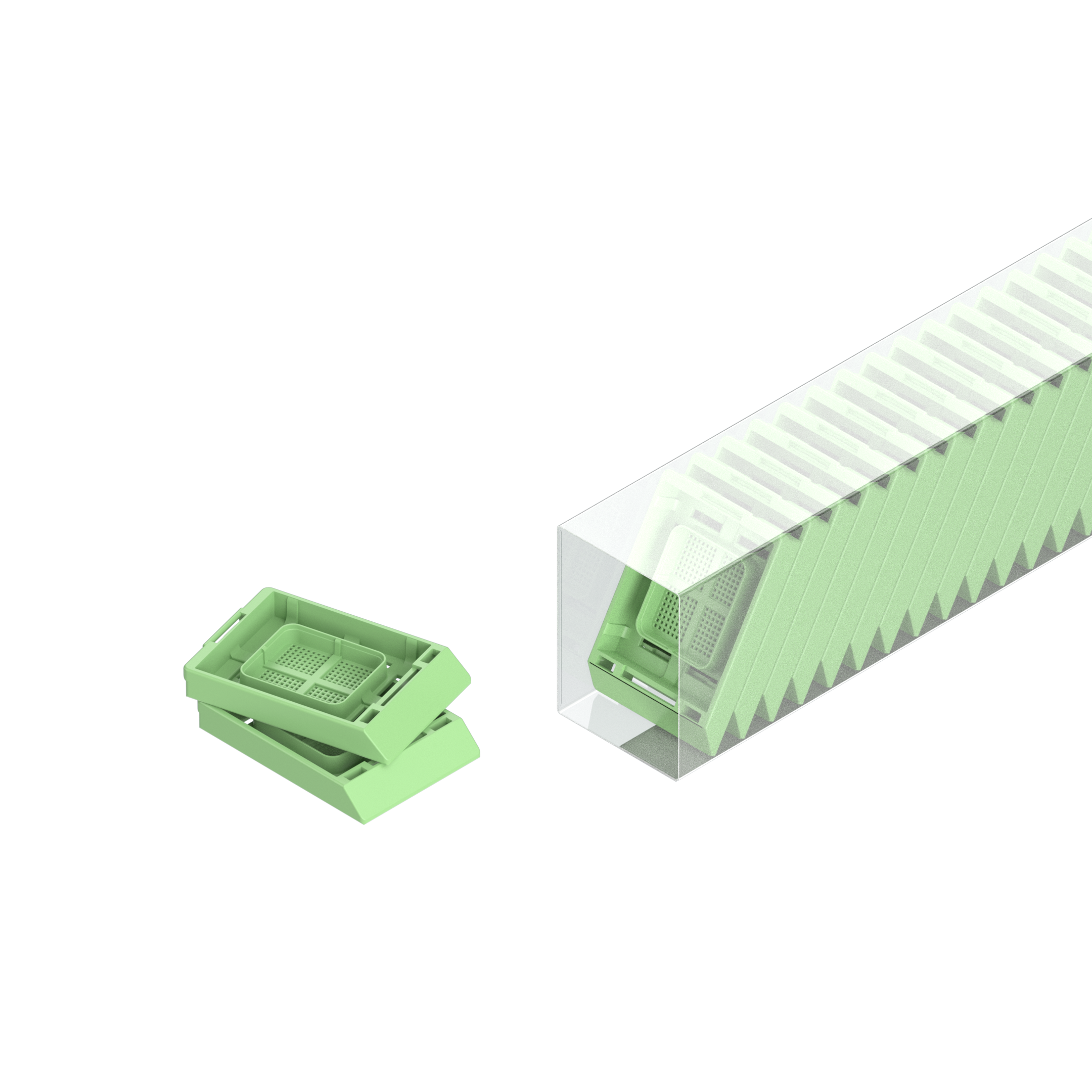 Einbettkassetten - Bionet hellgrün ohne Deckel im Magazin