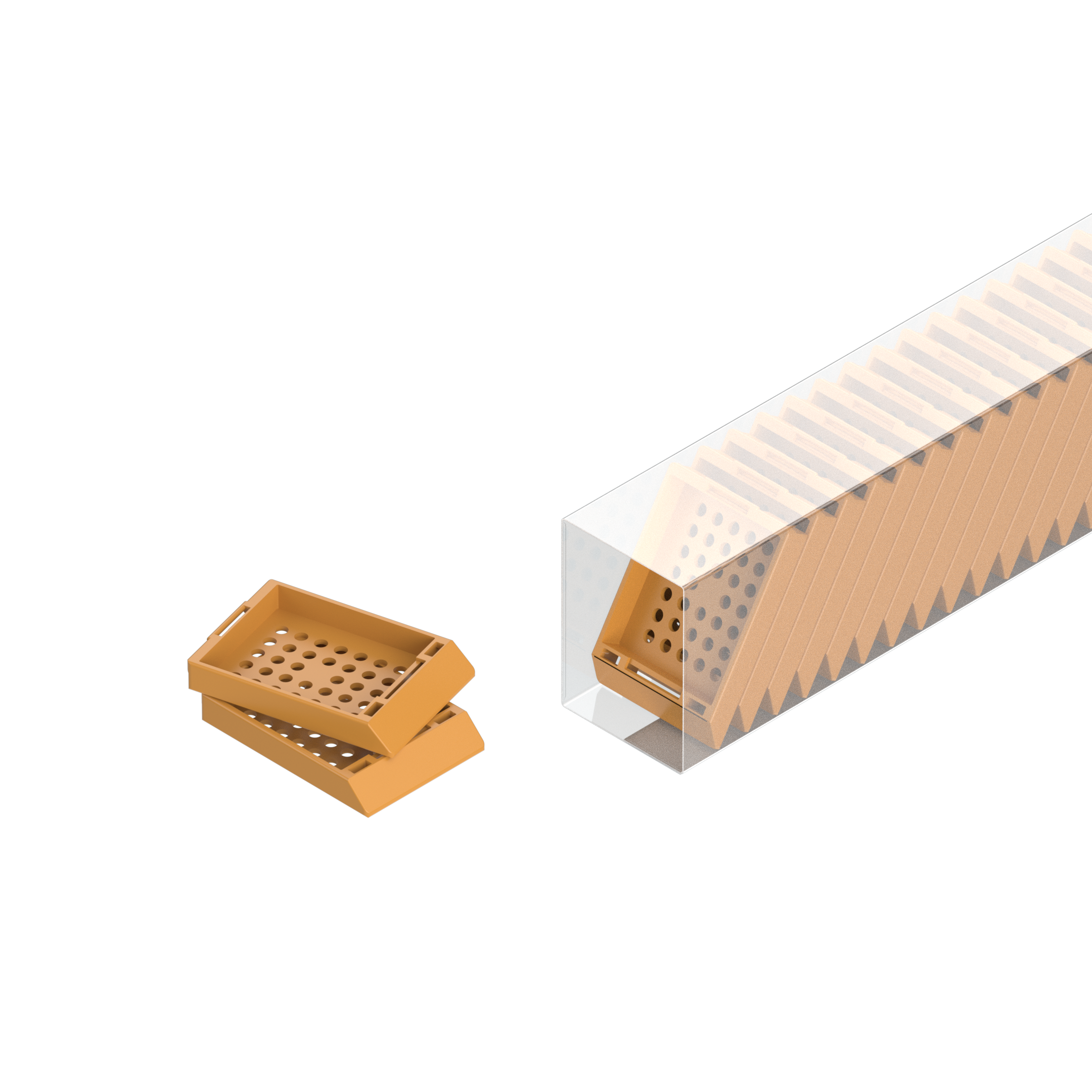 Einbettkassetten - Standard braun ohne Deckel im Magazin