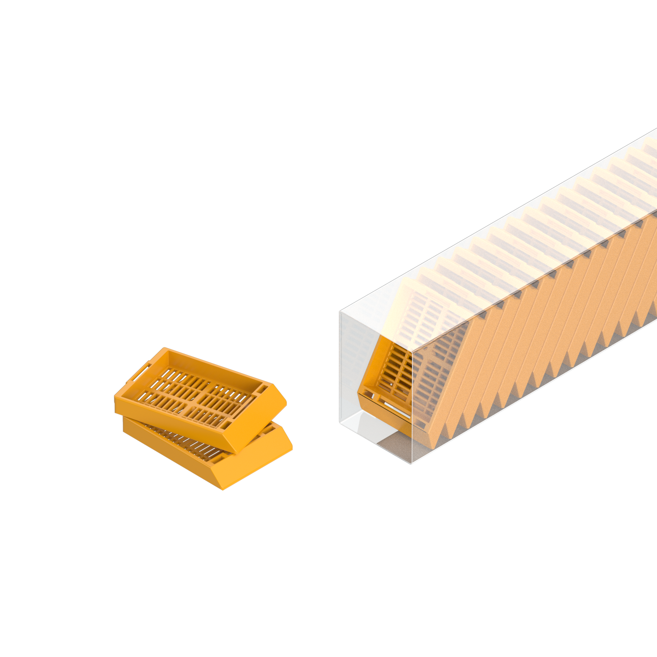 Einbettkassetten - Universal hellorange ohne Deckel im Magazin