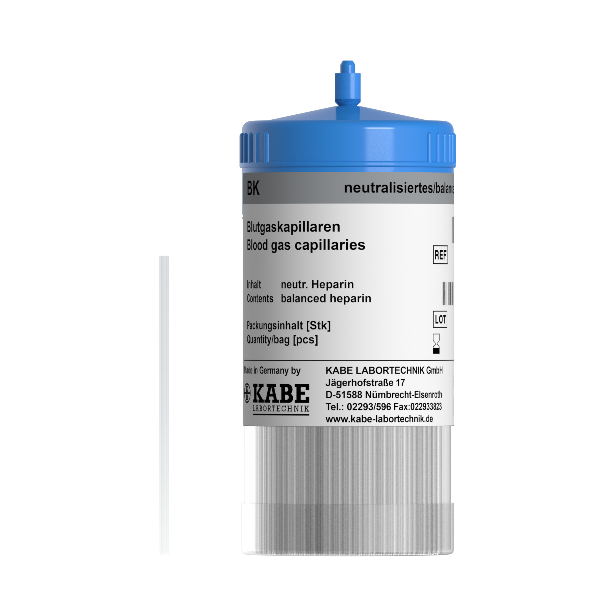 Blutgaskapillaren BK 85 neutralisiertes Heparin