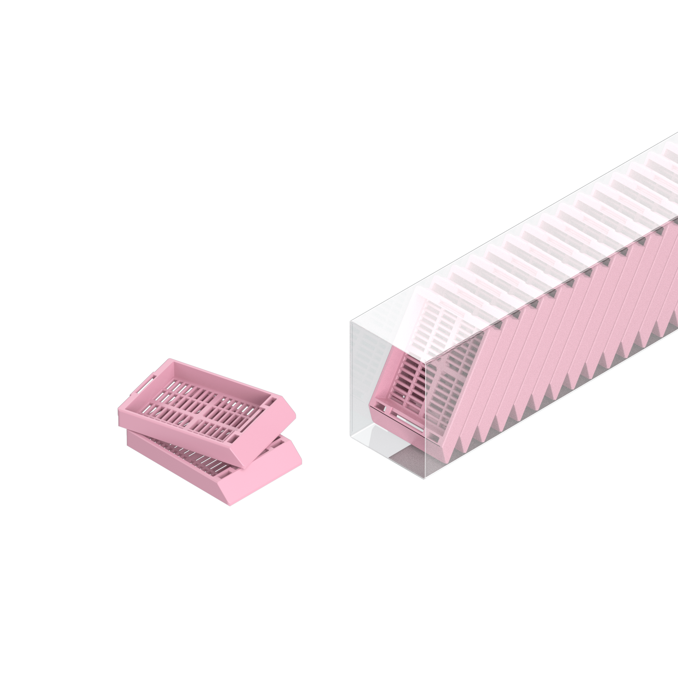 Einbettkassetten - Universal rosa ohne Deckel im Magazin