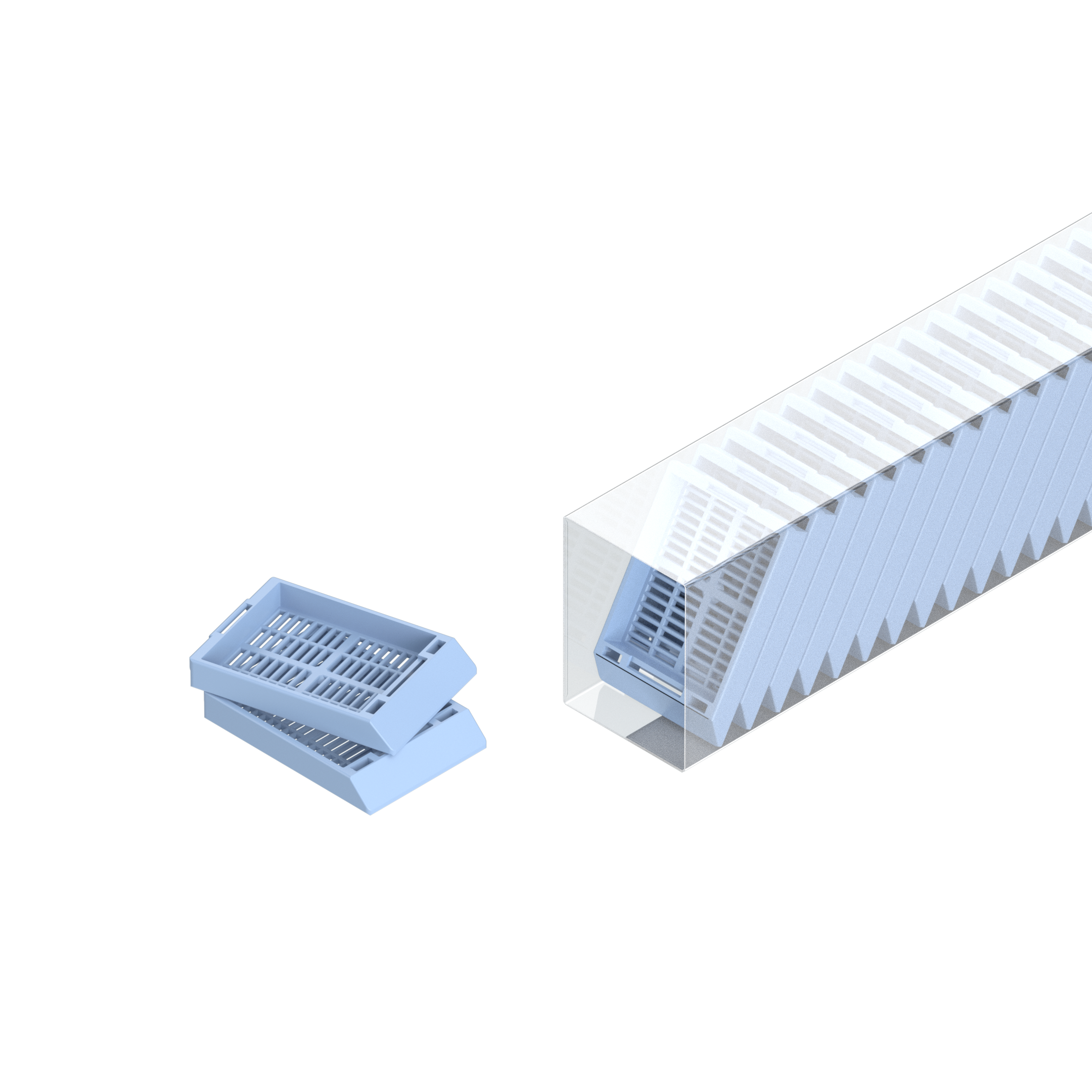 Einbettkassetten - Universal hellblau ohne Deckel im Magazin